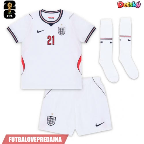 Lacne Dětský Futbalové dres Anglicko Eberechi Eze #21 MS 2026 Krátky Rukáv - Domáci (+ trenírky)